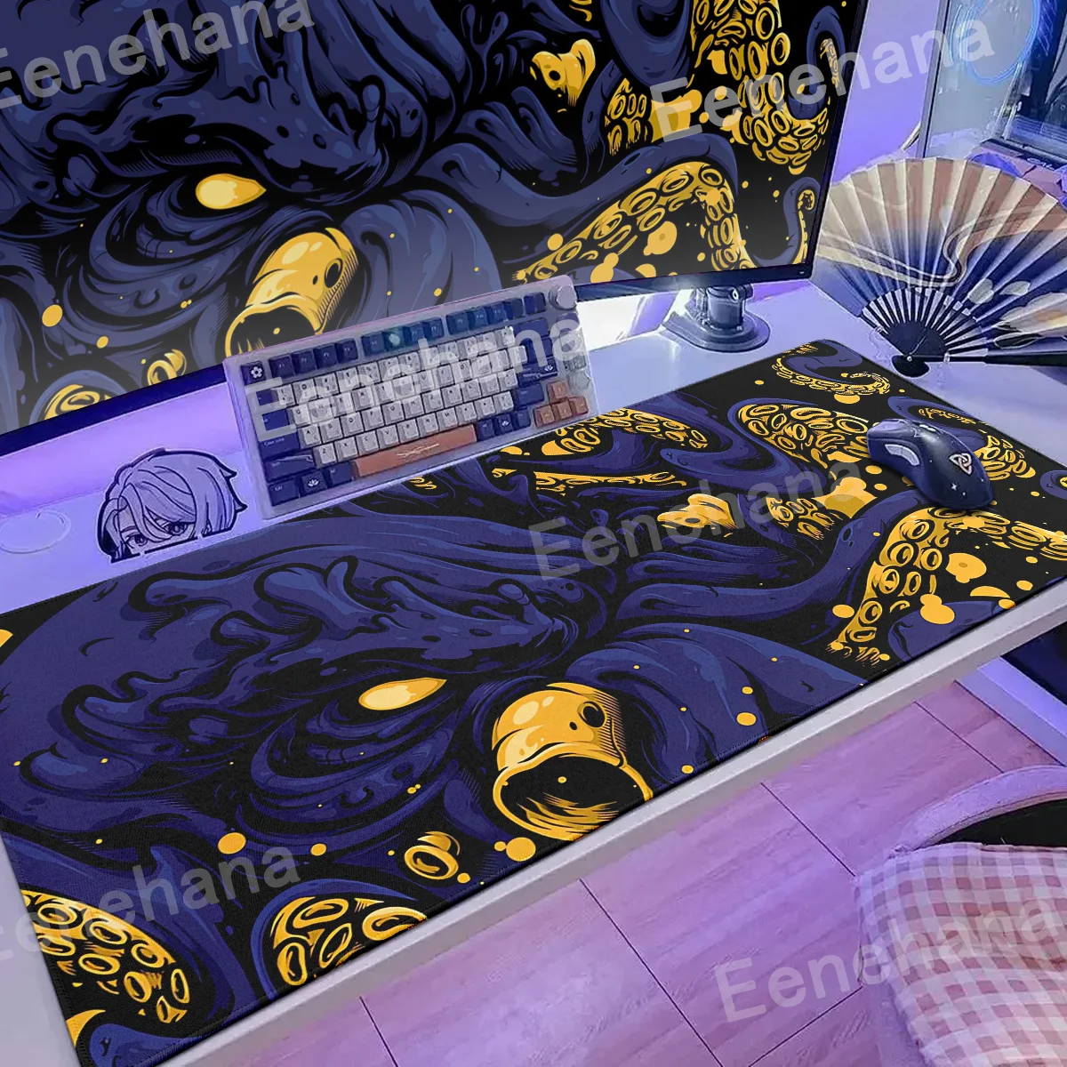 

Oni Octopus Black Mouse Pad Cartoon Laptop Desk Mat Gamer Office Home Table Pads for PC Gaming Accessories 90x40cm Company Mats