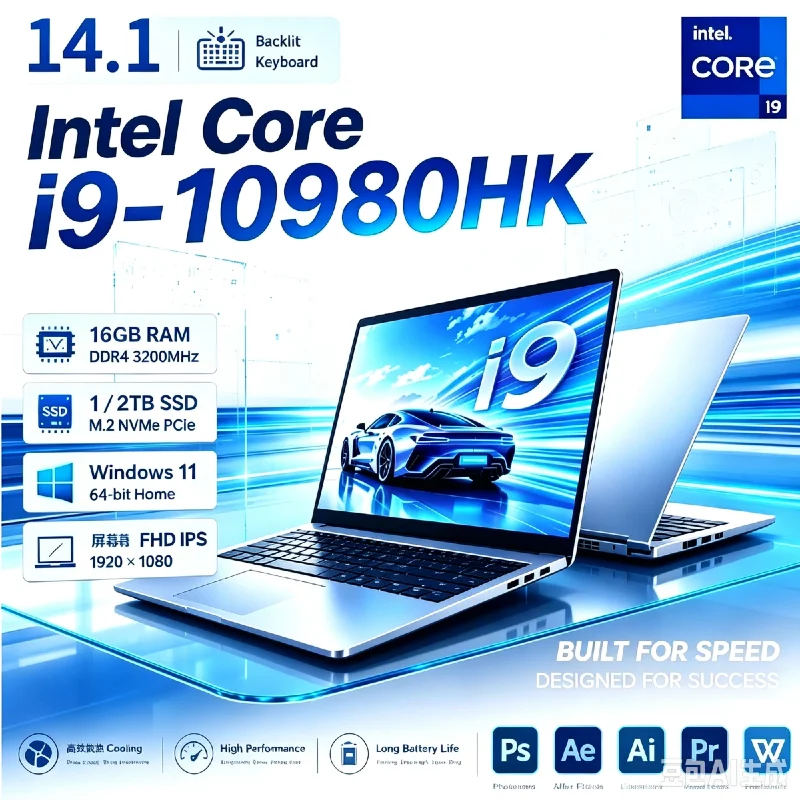 Portable 14.1" IPS 19201080 Laptop 2026 Gaming Notebook PC Intel Core i9‑10980HK 16GB RAM 1TB SSD High‑Performance Computer