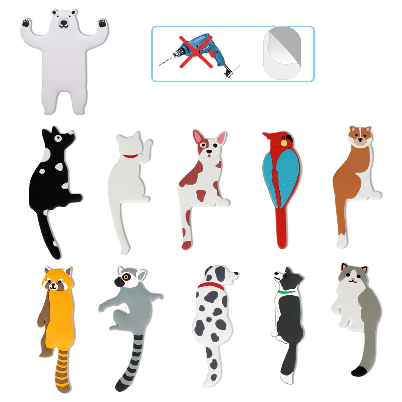 Decorative Animal Wall Hooks Kids Key Hanger Coat Hat Hook Boys Girls Fun Creative Toy Gift Animal Shaped Children's Hook
