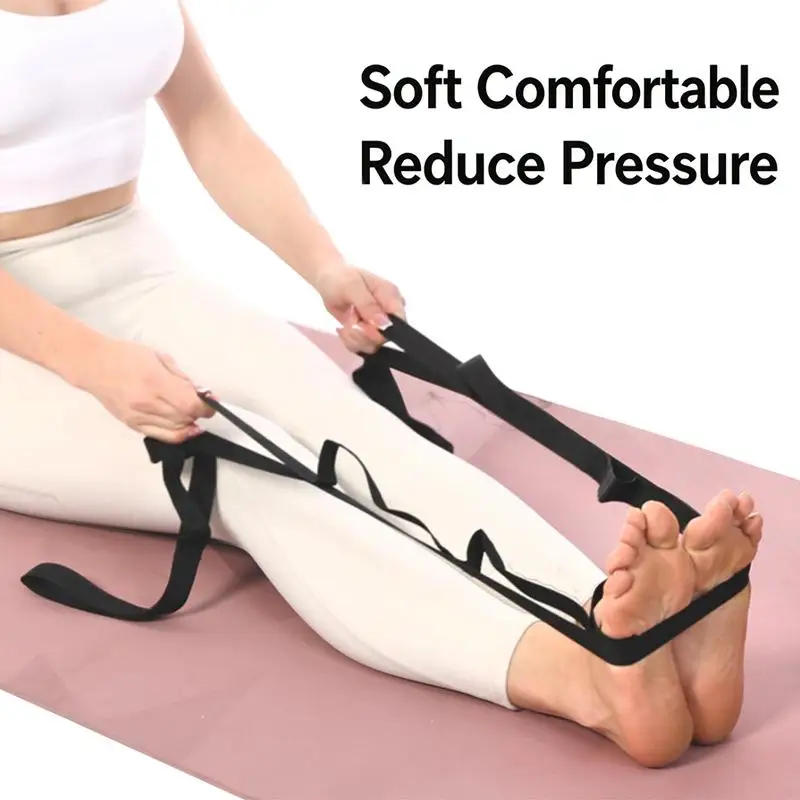 1Pcs Non Elastic Yoga Stretching Strap Multi Loops Adjustable Assist Band For Fitness Leg Stretch Physical Therapy Training