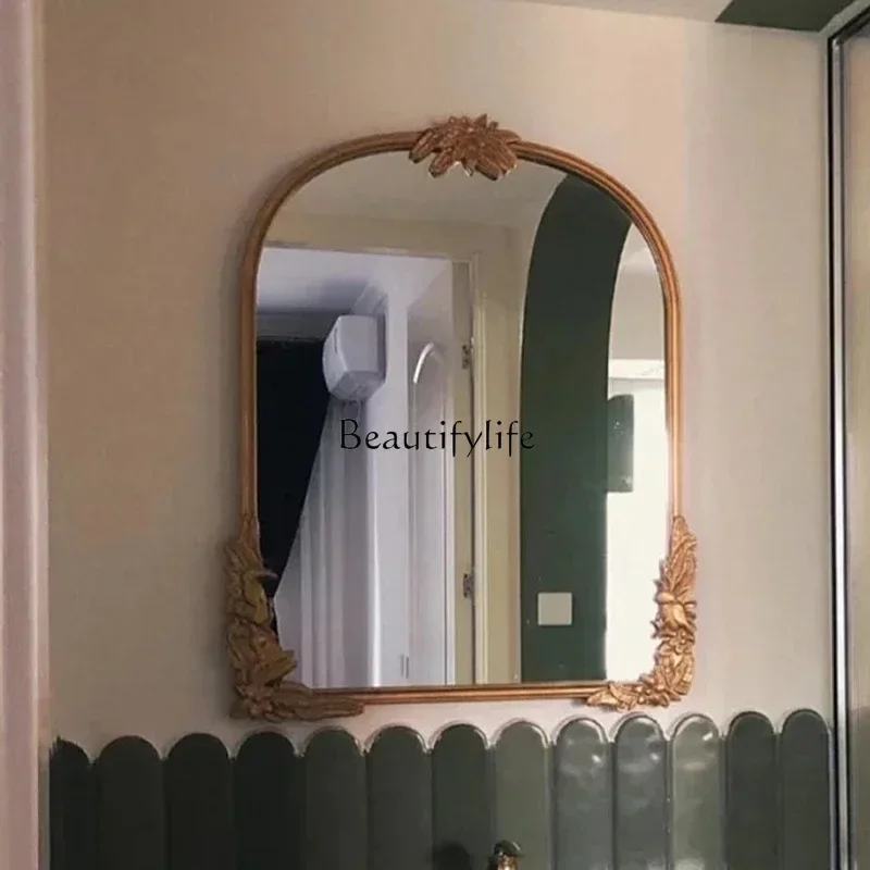 European-Style Retro Wall-Mounted Bathroom Mirror Carved Smart Anti-Fog Bathroom Decorative Mirror