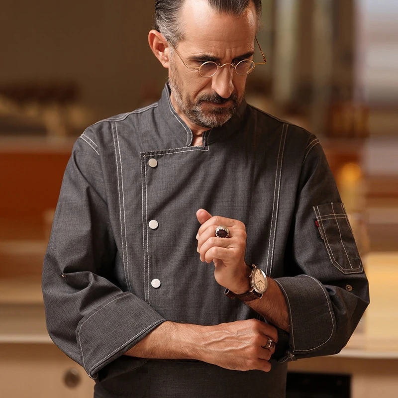 2026 Autumn Chef Uniforms Spring Professional Autumn Long Sleeve Chef Coat Jacket Catering Kitchen Restaurant Cafe Work Tops