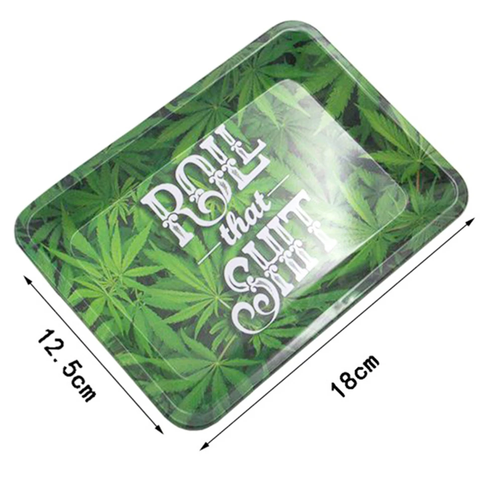 180*125mm Pink Girly Metal Rolling Tray Tobacco Herb Trays Smoking Accessories Rolling Tool 420 Leaves Print