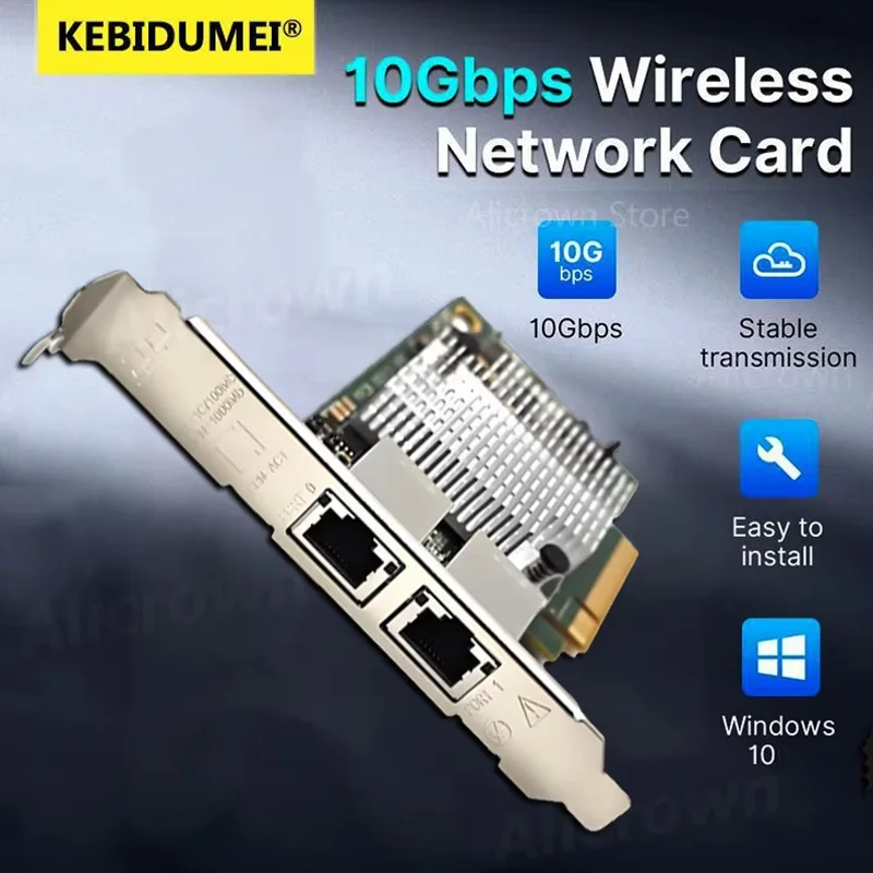 10Gbps Double Port Ethernet Card X540-T2 Chipset PCIE-X8 Nework Extend Adapter Dual Copper 10G RJ45 Ethernet Adapter PCIE-X16
