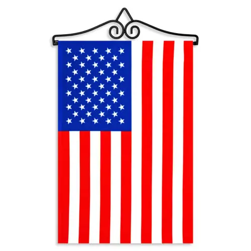 Garden Flag USA 12x18IN & Hanger 14IN Printed Poly