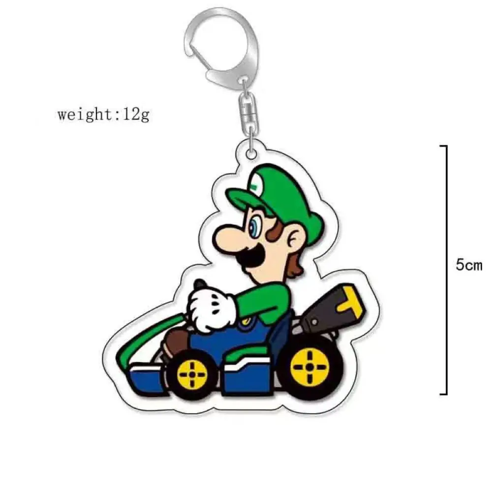 MINISO Super Mario Kart Keychain Yoshi Waluigi Bowser Acrylic anime cartoon keychain Fashion Kids Friends Car pendant Keyring