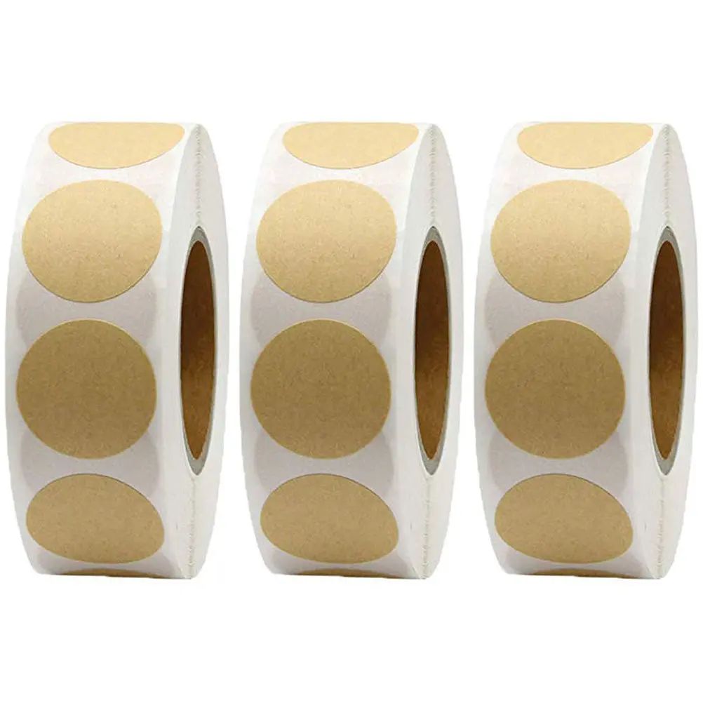 3 Rolls Small Round Label Stickers Kraft Paper Self-Adhesive Writable Sealing Labels for Handmade Products Gift Wrap Bars view 6