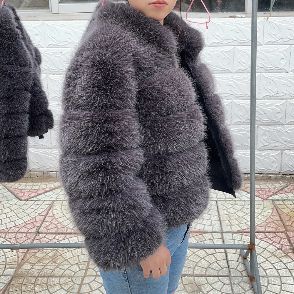 HOOOFUR namaakbontjas opstaande kraag wintermode korte dames hoge kwaliteit warme herfst nieuwe nepbont jas voor dames