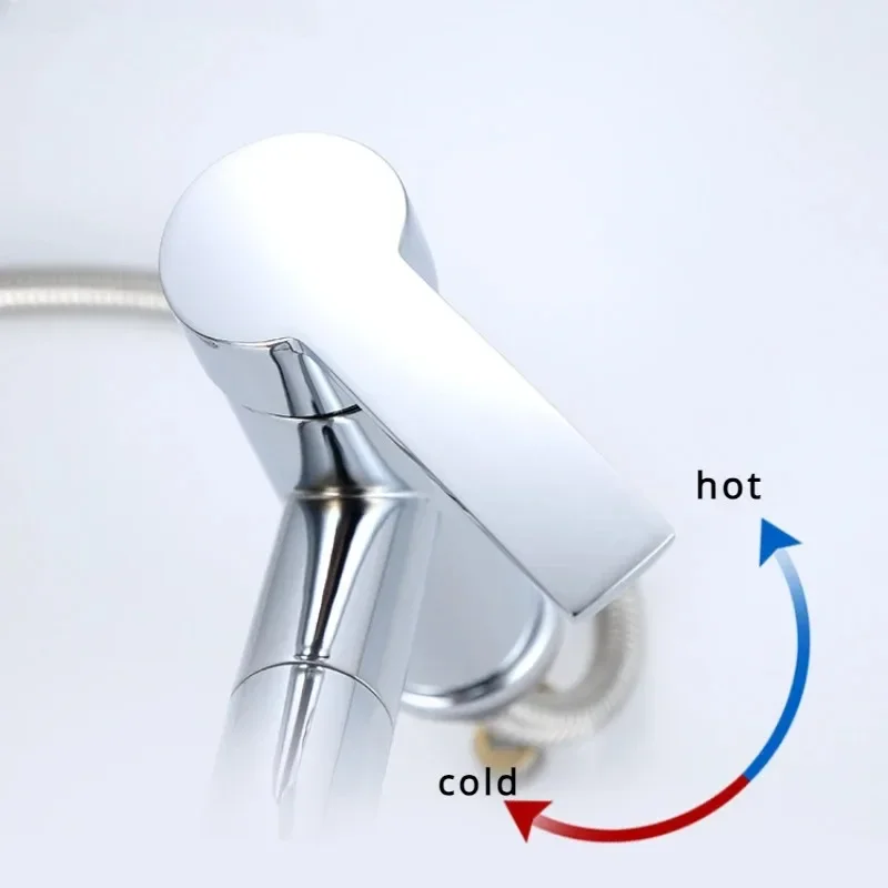 Black faucet pull-out style for bathroom sink，Stainless steel hot and cold water faucet