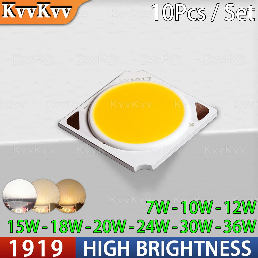 

10Pcs 7W 10W 12W 15W 18W 20W 24W 30W 36W COB LED Chip 1919 Ra80 CRI80 For Reflector Track Light Bulb Diode Lamp Panel DIY LED
