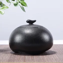 Black Ceramic Storage Jar Sealed Tea Can Delicate Frosted Jewelry Box Portable Home Candy Nut Coffee Bean Powder Storage Jar New