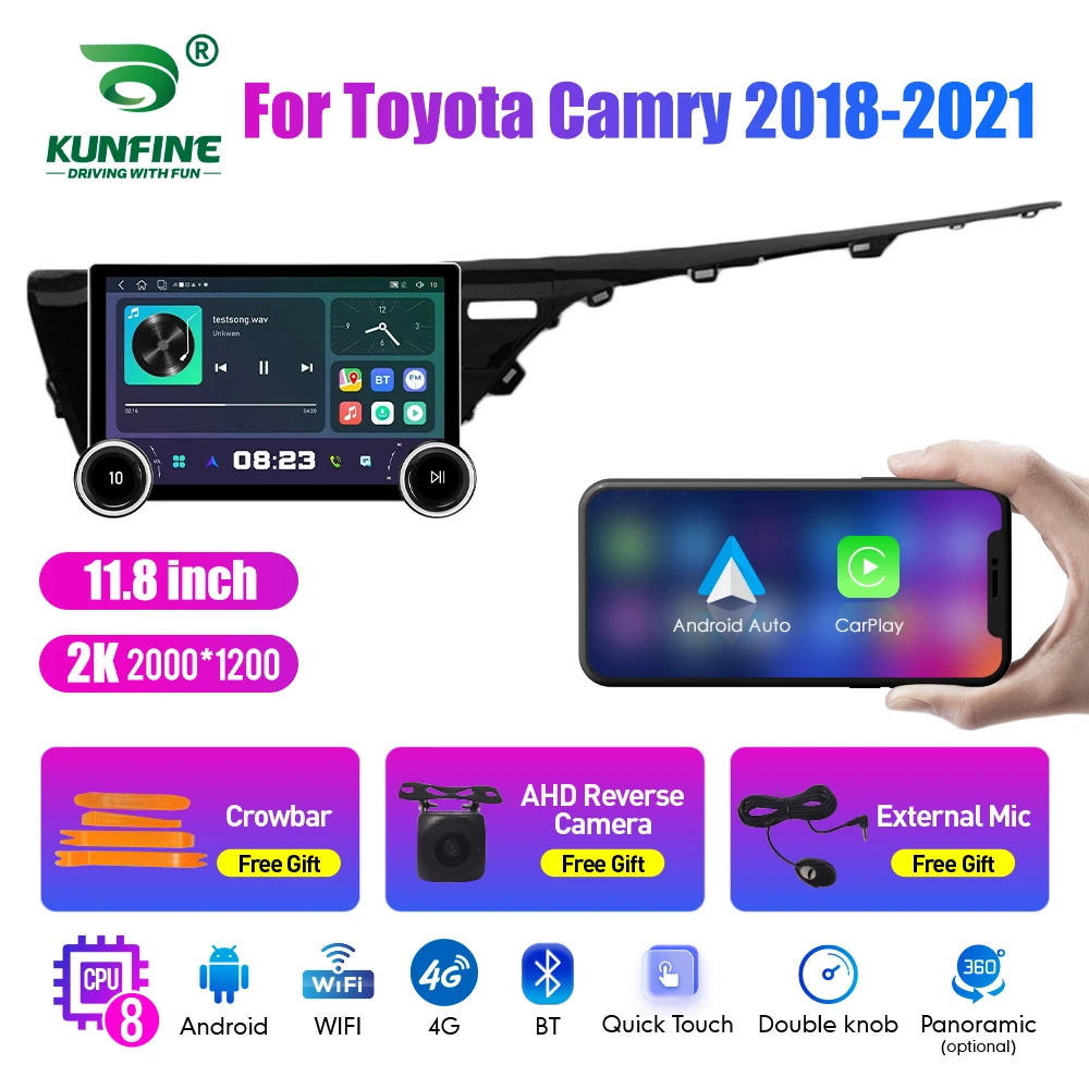 

11.8 Inch 2K Double Knobs 2 Din Car Radio For Honda Camry 2018-2021 Car Radio DVD Multimedia Video Player Android Auto Carplay