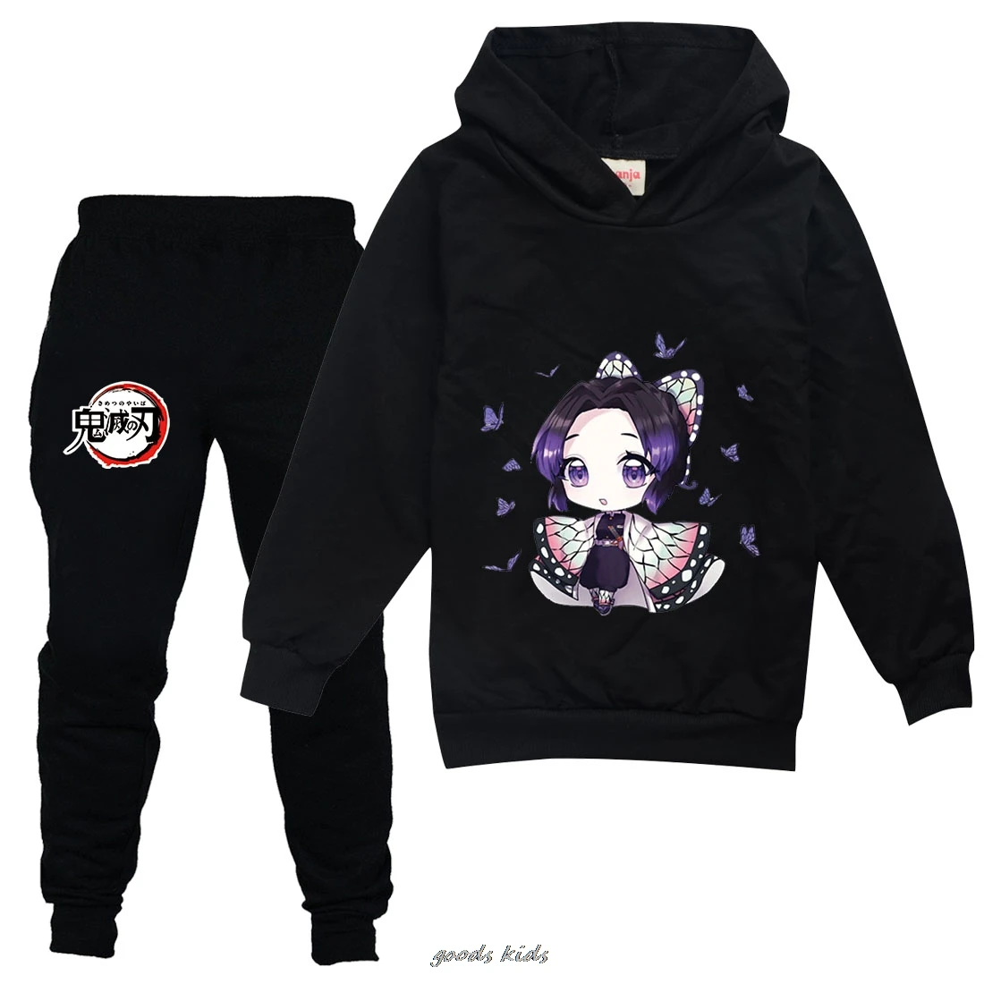 Hot Demon Slayer Spring and Autumn New Boys and Girls Hooded Sweatshirt, 2-16 Year Old Fashion Casual Sweatshirt Top+Pants