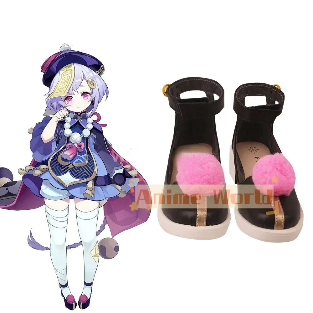 

Genshin Impact Qiqi Black Cosplay Shoes Halloween Carnival Boots Custom Made