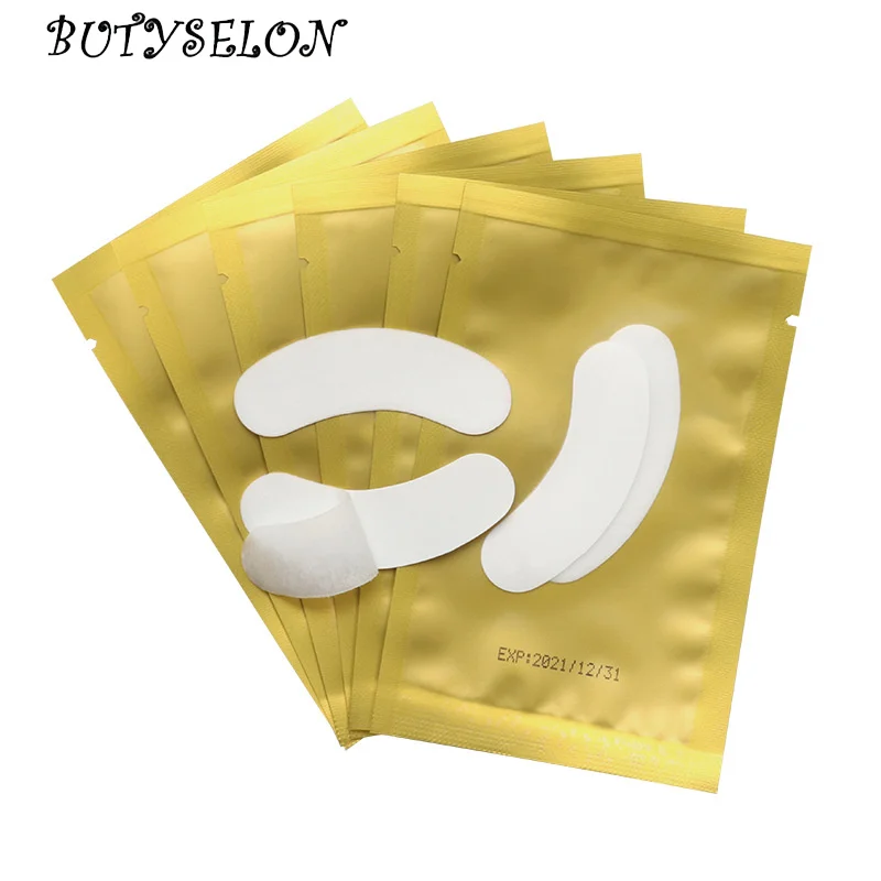 100 Pairs Disposable Hydrogel Eyelash Patch Mini Gold Eye Pad Lash Lift Paper Stickers Eyelashes Extension Supplies Makeup Tools