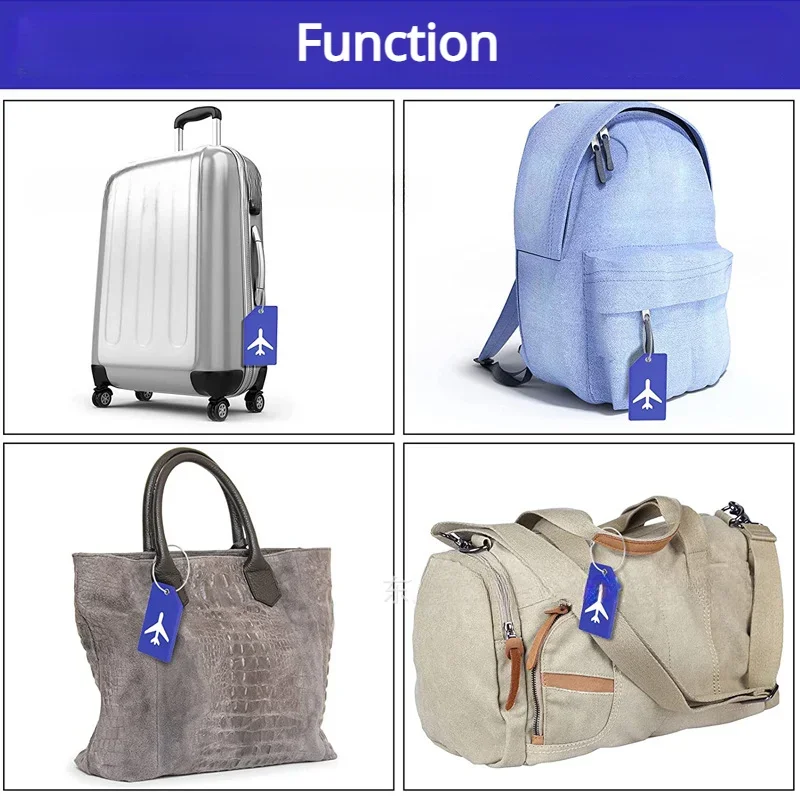 Étiquettes de bagage imprimées d\'avion en caoutchouc souple, étiquette de marque de nom d\'identification de valise, sac à dos de voyage, étiquette