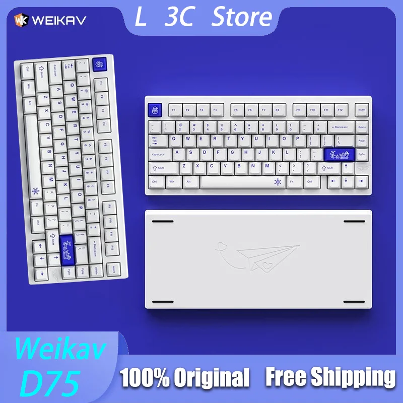 

Weikav D75 Mechanical Keyboard Wired Wireless Tri-modeAluminum Alloy Hot Swap RGB Custom PC Esports Laptop Gaming Keyboards