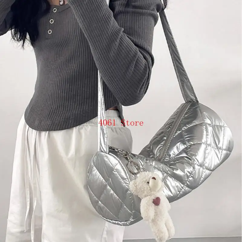 Fashionable Single Shoulder Bag with Quilted Lattice Pattern Crossbody Bags