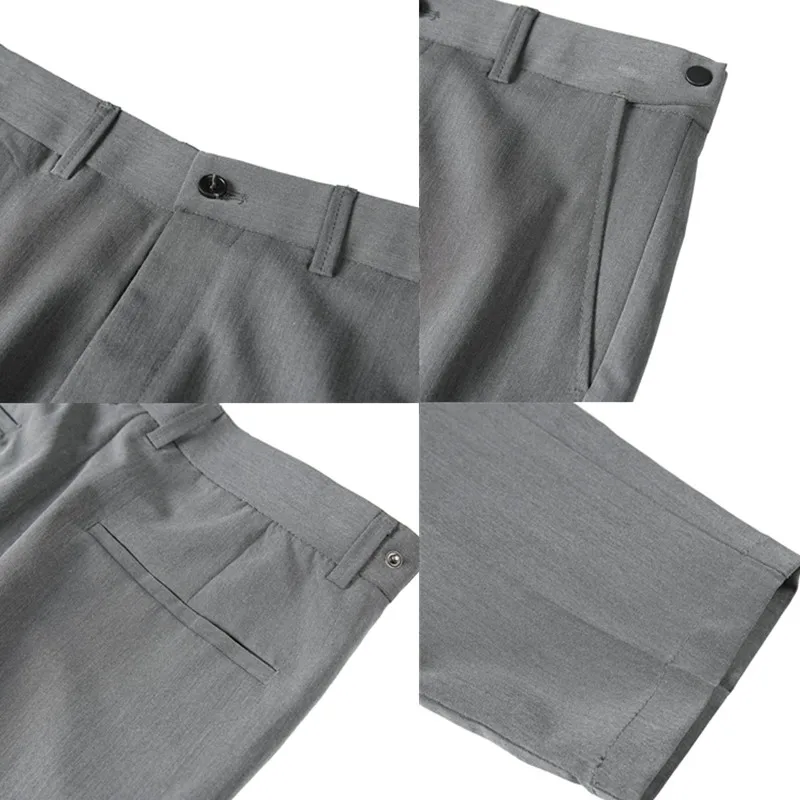 2023 Men Formal Trousers New Fashion Belt Design Man Dress Pants Simple Slim Fit Business Casual Suit Pant Plus Size 38