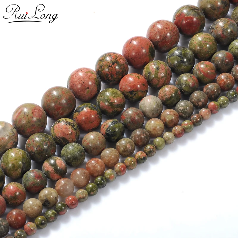 2/3/4/6/8/10mm Natural Stone Unakite Stone For Diy Jewelry Bracelet Necklace Making