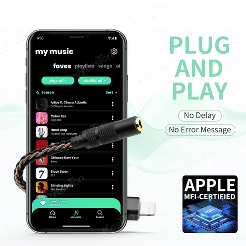 Imagen 2 del producto Cable adaptador de Audio HiFi para amplificador de auriculares Lightning a 3,5mm, decodificador de Audio DAC con Chip C100 Original para iPhone 14/13/12/11