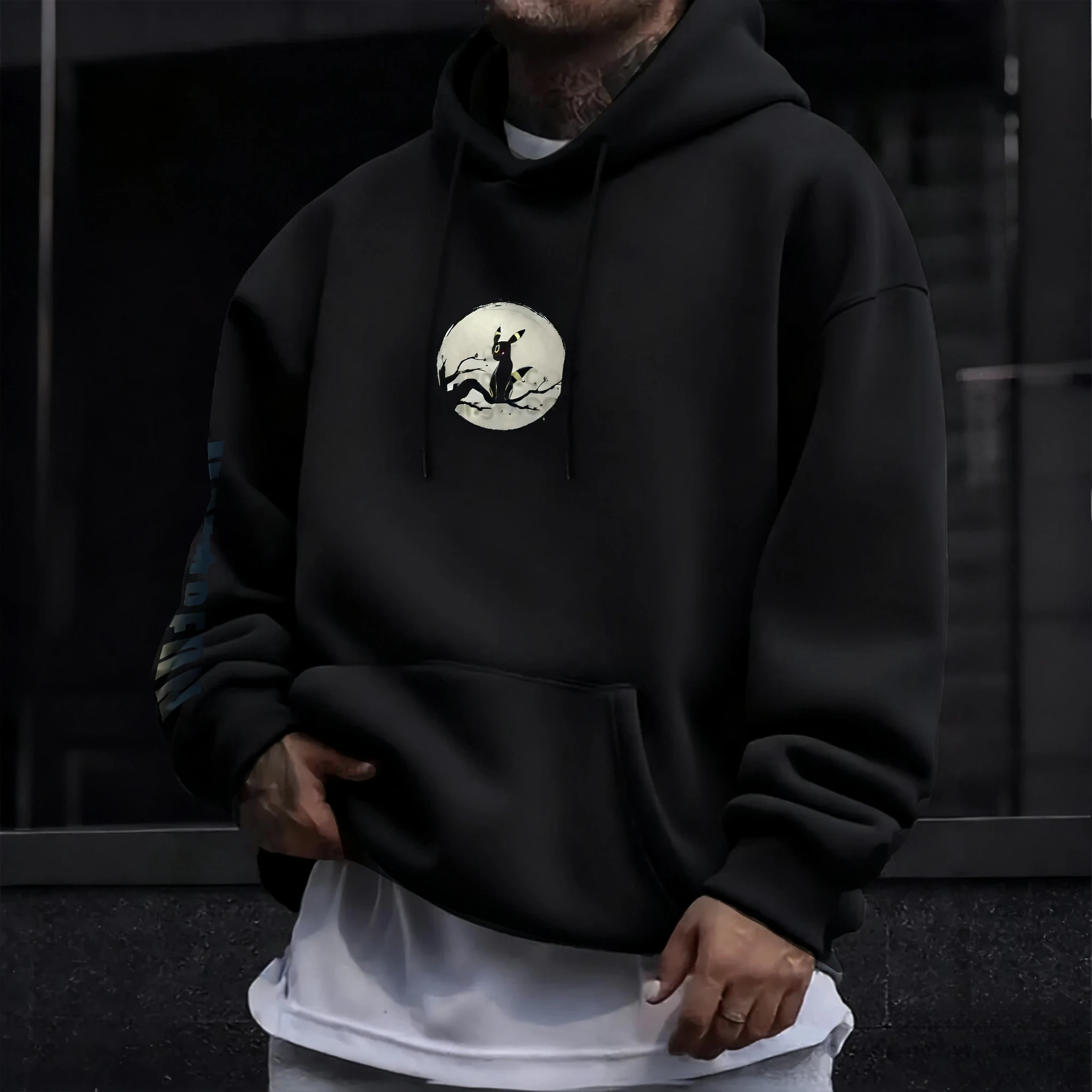 เสื้อฮู้ดลายโปเกมอน อุมบริออน สไตล์ Y2K ปี 2025 สำหรับผู้ชาย ฤดูใบไม้ร่วง/ฤดูหนาว ใหม่ สไตล์ฮาราจูกุ ทรงหลวม ใส่สบาย เสื้อสเวตเตอร์สำหรับพ่อแม่ลูก