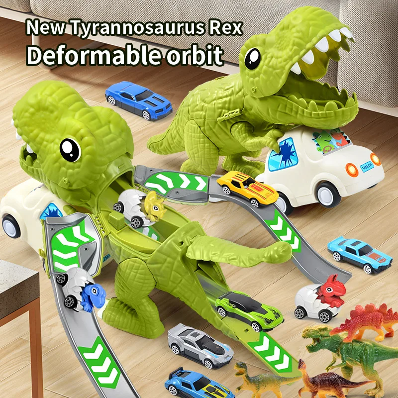 

Deformable Track Dinosaur Suit, 3 Different Forms Of Gameplay Tyrannosaurus Rex, Catapult Alloy Car Track, Children's Toys,XT22