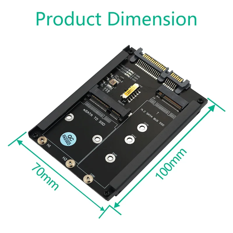 Carte adaptateur 6Gbps B + M Key M.2 NGFF SSD vers 2.5 "SATA 3.0 boîtier métallique mSATA SSD avec prise de boîtier de carte Riser mSATA M2 vers SATA