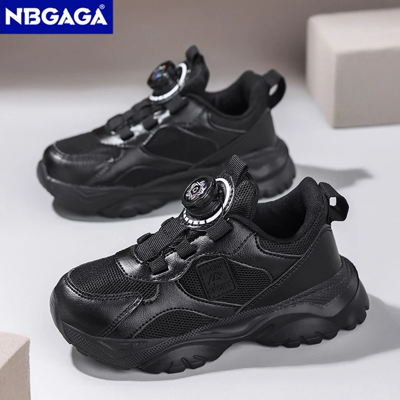 Black Children Tennis Shoes Breathable Mesh Sneakers Spring Autumn Kids School Sports Casual Athletic Footwear