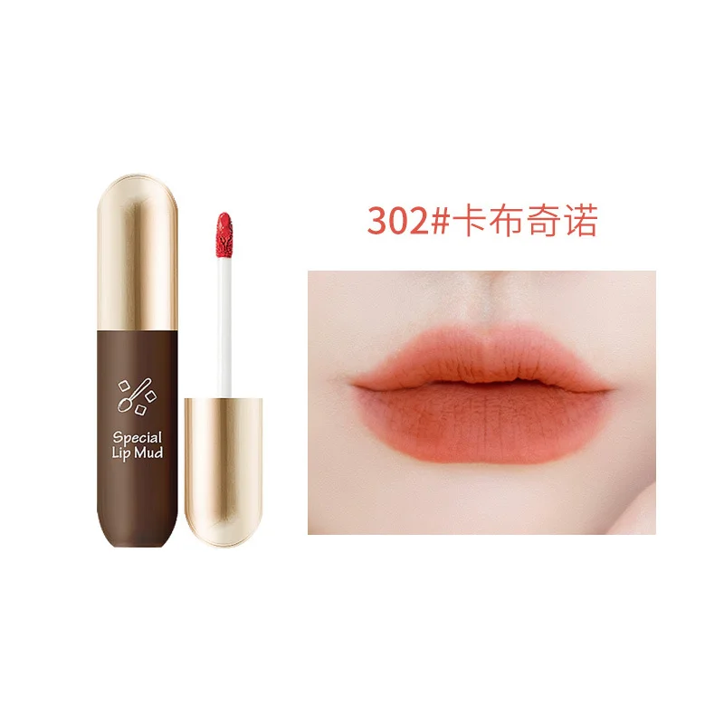 Schokolade Lippenstift matt Finish Lippenstifte wässrig Lip gloss wasserdicht dauerhafte Lippen Make-up Kosmetik