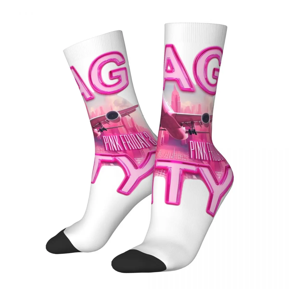 Autumn Winter Hip-hop Unisex Plane Nicki Minaj Queen Of Rap In Gag City Socks Sweat Absorbing Middle Tube Socks