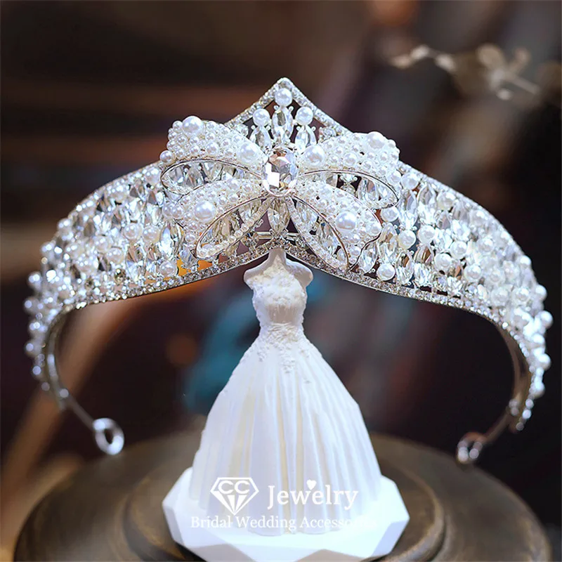 

CC свадебная корона женские аксессуары для волос свадебные повязки на голову обручальные украшения свадебный головной убор 100% романтические диадемы ручной работы FO46