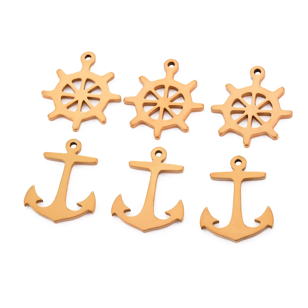 Großhandel 20 Stück/lot Edelstahl Hohlruder-Anhänger Anker-Anhänger Halsketten-Zubehör für DIY-Schmuckherstellung – Detail 2