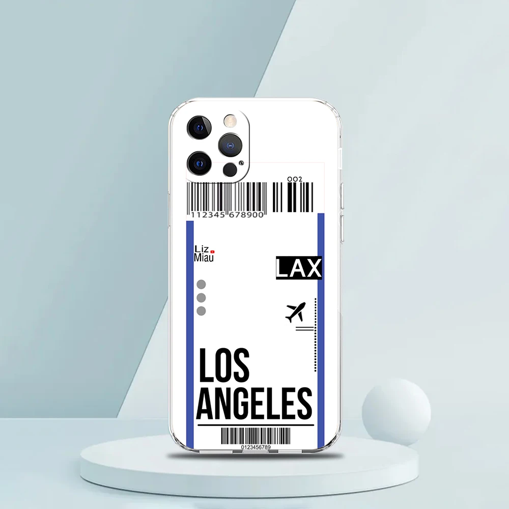 World Travel Ticket Seoul New York Transparent Soft Phone Case For iPhone 15 14 13 12 11 Pro Max X XR 8 7 Plus SE2020 XS Max Bag image 2