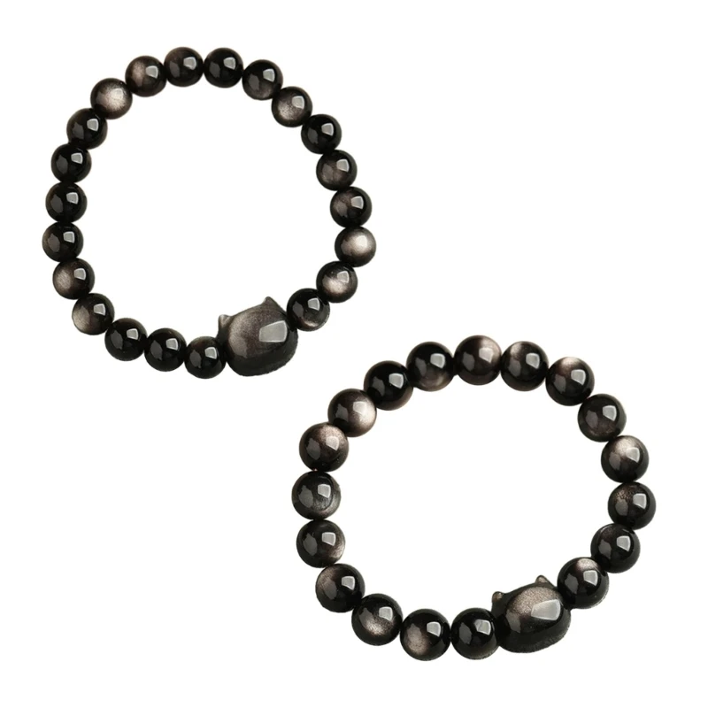 Black Beads Bracelet Head Stretch Handchains for a Stylish Look