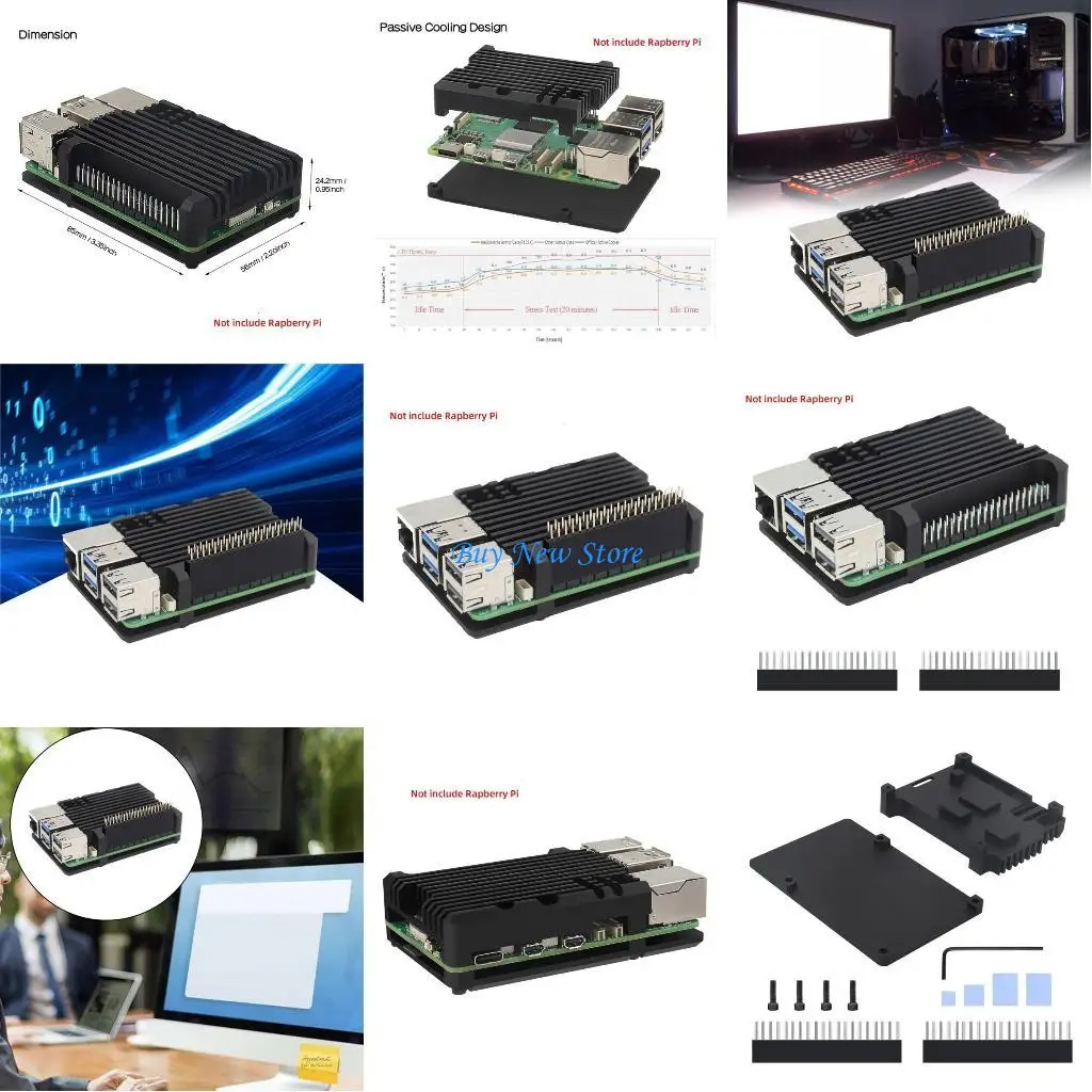 

20CE Aluminum Housing Case Heat Dissipation Box Easy Access to All Port for RPI 5