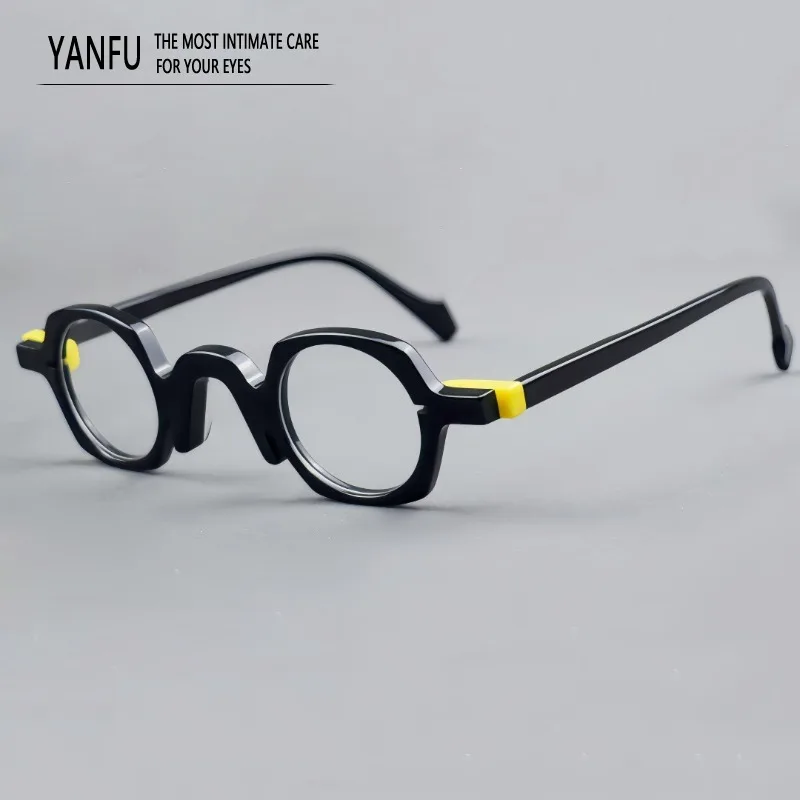 

Small Black Round Acetate Glasses Frame Man Japanese Style Retro Eyeglasses Frames Men Myopia Optical Reading Prescription 140mm