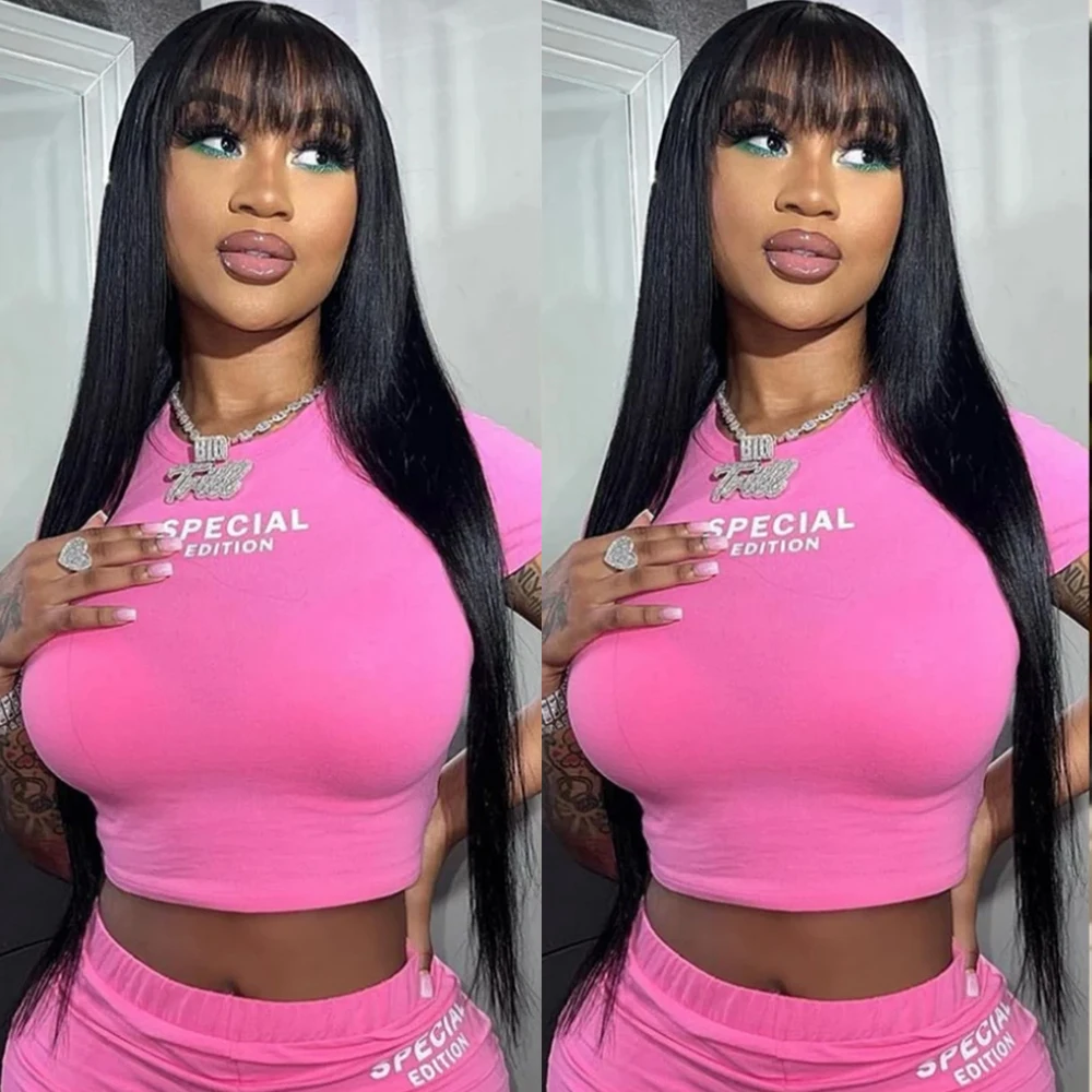 

Wigs With Bang 100% Human Hair Lace Frontal Wig 30 34 Inch Straight Lace Front Human Hair Wigs Pre Plucked Transparent Lace Wigs