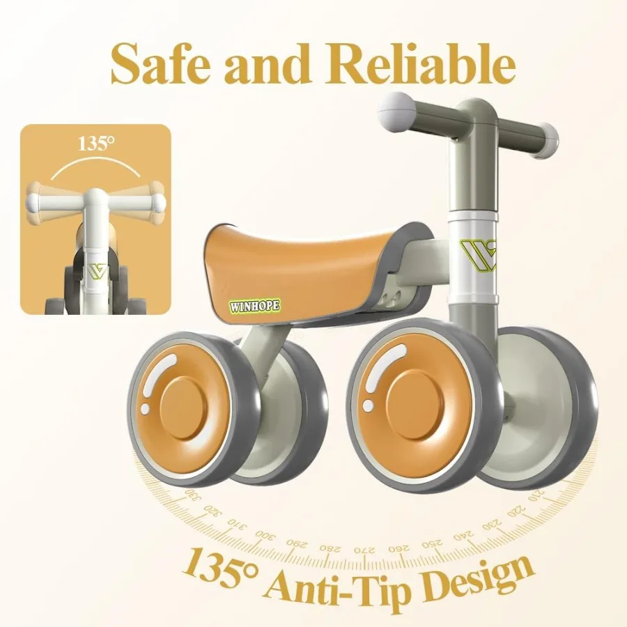 1～3歳向けベビーバランスバイク 静音ホイール ソフトシート 鋭利なエッジなし 幼児用ベビーウォーカー 12～36ヶ月 男の子 女の子 初めての歩行器
