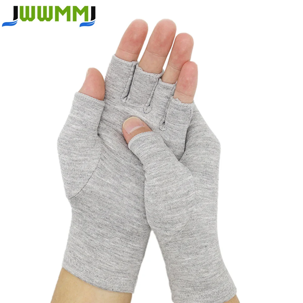 1Pair Bamboo Arthritis Gloves, Compressive Fingerless Design Breathable Fabric for Women Men Pain Relief