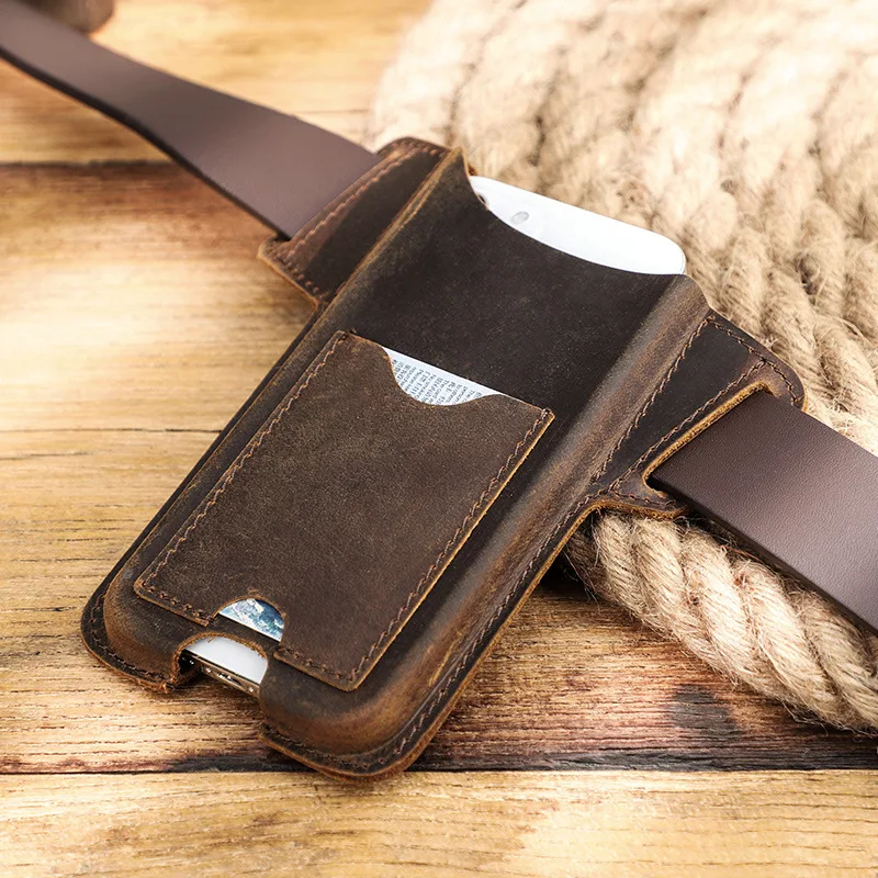 Leather Phone Case for 6.7 inch Phone Waist Bag Men Cellphone  Holster Cellphone Bag Case Holder Belt чехол для телефона