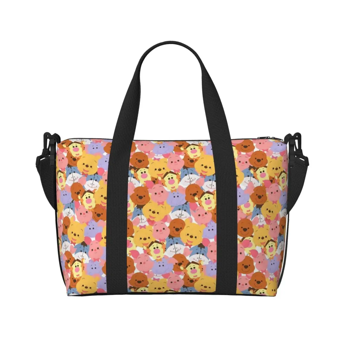 

Custom Winnie The Pooh Beach Tote Bag for Women Extra Large Gym Carry On Bear Anime Travel Shopping Bags