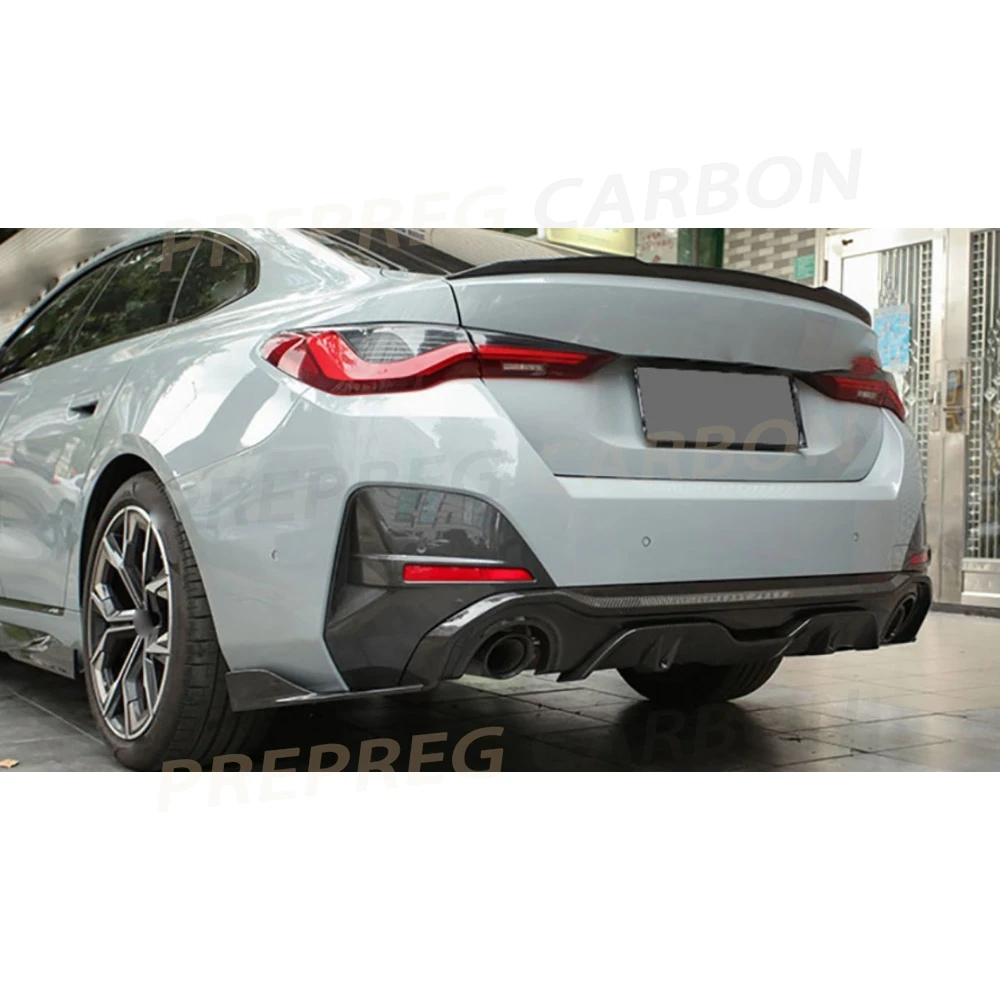 

Диффузор бампера из сухого углеродного волокна с разветвителями, сплиттер заднего бампера, спойлер, боковые фартуки для BMW 4 серии G26 M Sport 2020+