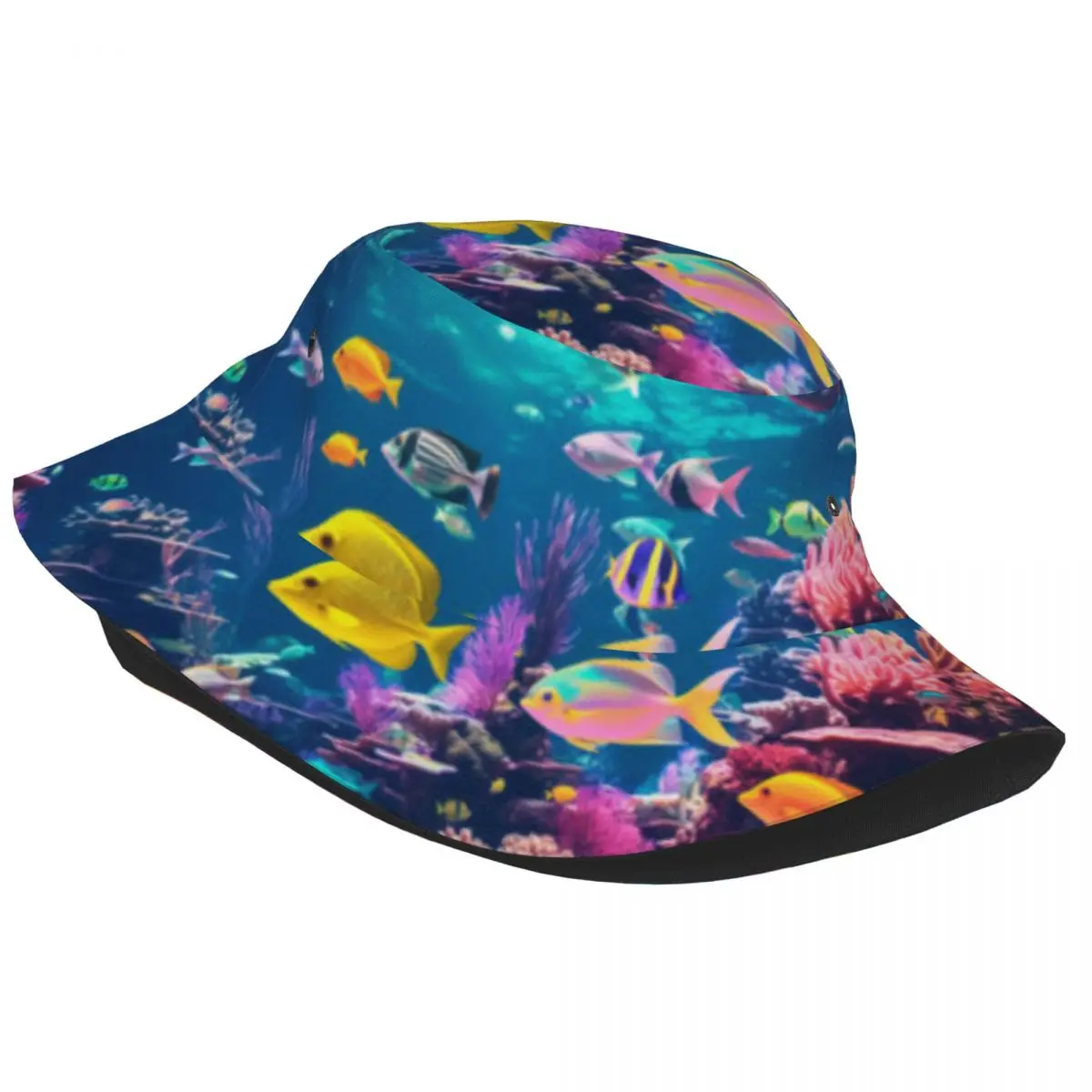 Bucket Hat Fisherman Cap For Women Men Gorras Summer Tropical Fish Underwater World