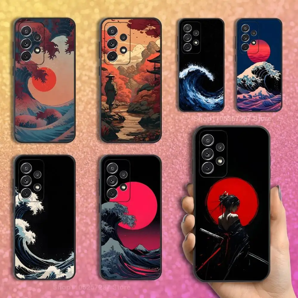 

Art Style Japanese Phone Case For Samsung S9,S10,S20,S10,S21,S25,S24,S23,Ultra,FE,Plus,Lite,Soft Silicone Black Cover