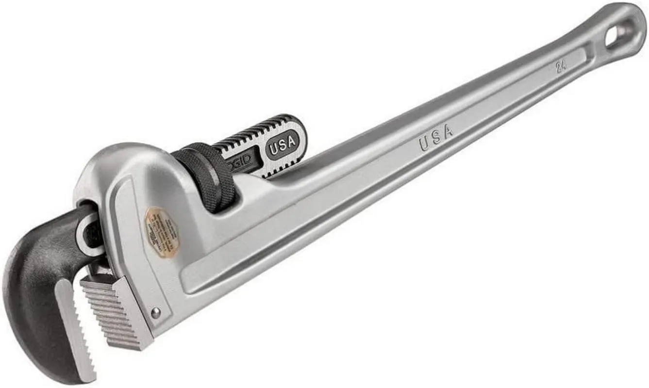 

31105 Model 824 Aluminum Straight Pipe Wrench, 24-inch Plumbing Wrench, grey