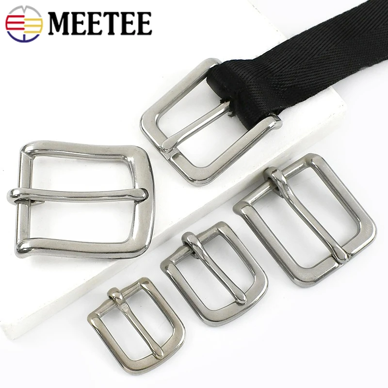 

2/4Pcs Meetee 16-39mm Stainless Steel Belt Buckles for Men Webbing Adjustable Pin Buckle Garment Fastener Hardware Accessories