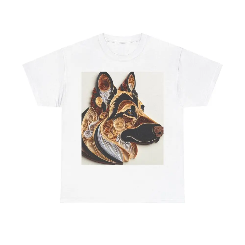 German Shepherd Face In Quilling Style Anime Graphic T-shirts For Men Clothing Women Tees Y2K Tops Unisex Summer Short Sleeve