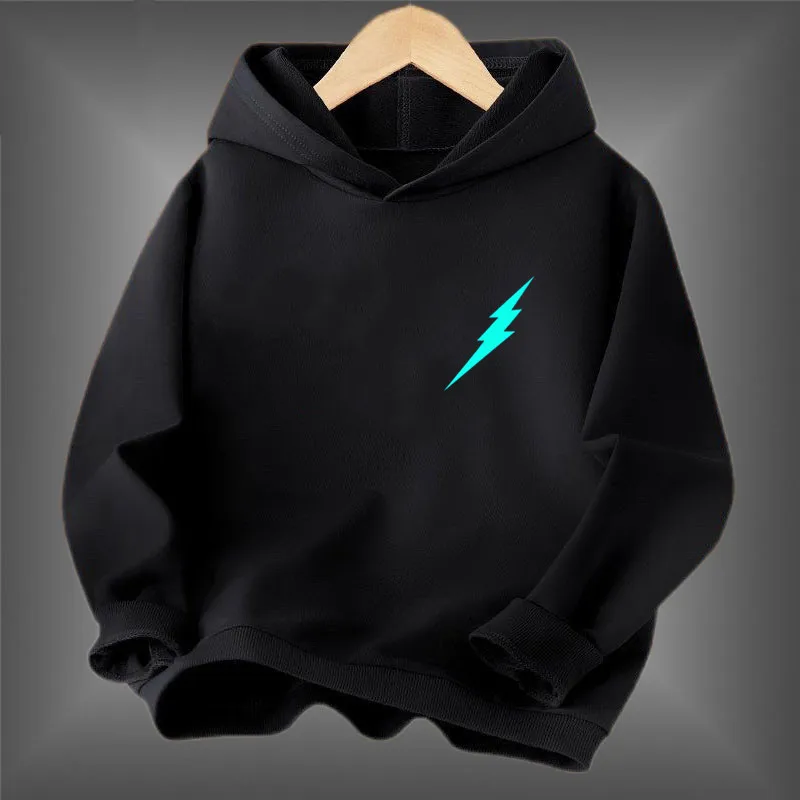 New Fashion Boy Luminous Lightning Printed Hoodies Sweatshirts Fashion Pullover Hoodie Streetwear Glowing Tops