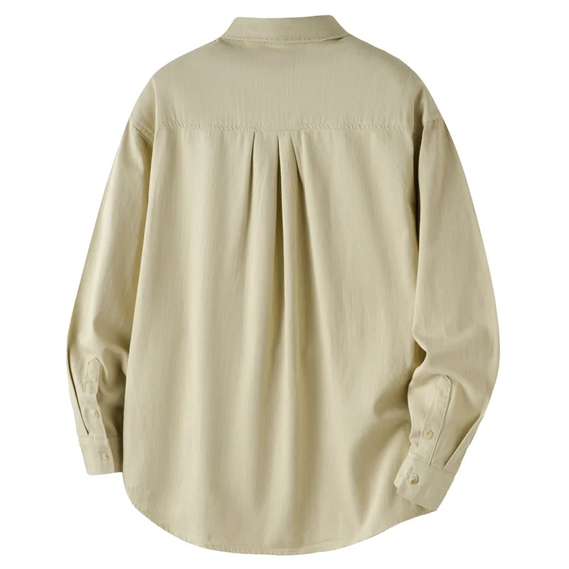 Korean Fashion Men Long Sleeve Shirt Spring Summer New Mens Long Sleeve Shirts Pocket Pure Cotton Casual Shirts Loose Jackets